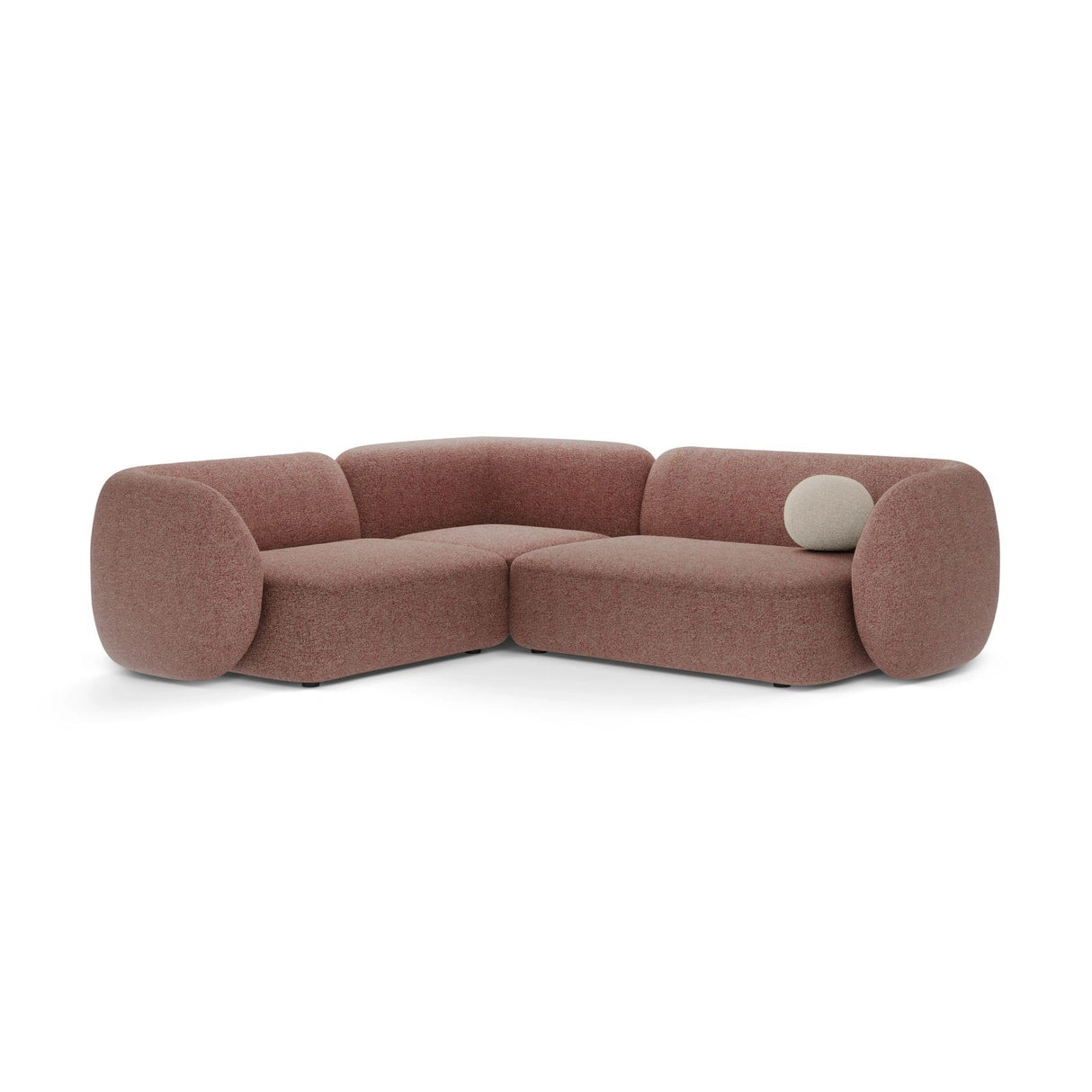 Kate 4-Sitzer Ecksofa, Linke Seite, aus Strukturierter Stoff in Pink Melange (Puente 68), 252x220 cm von Micadoni – Bild 1