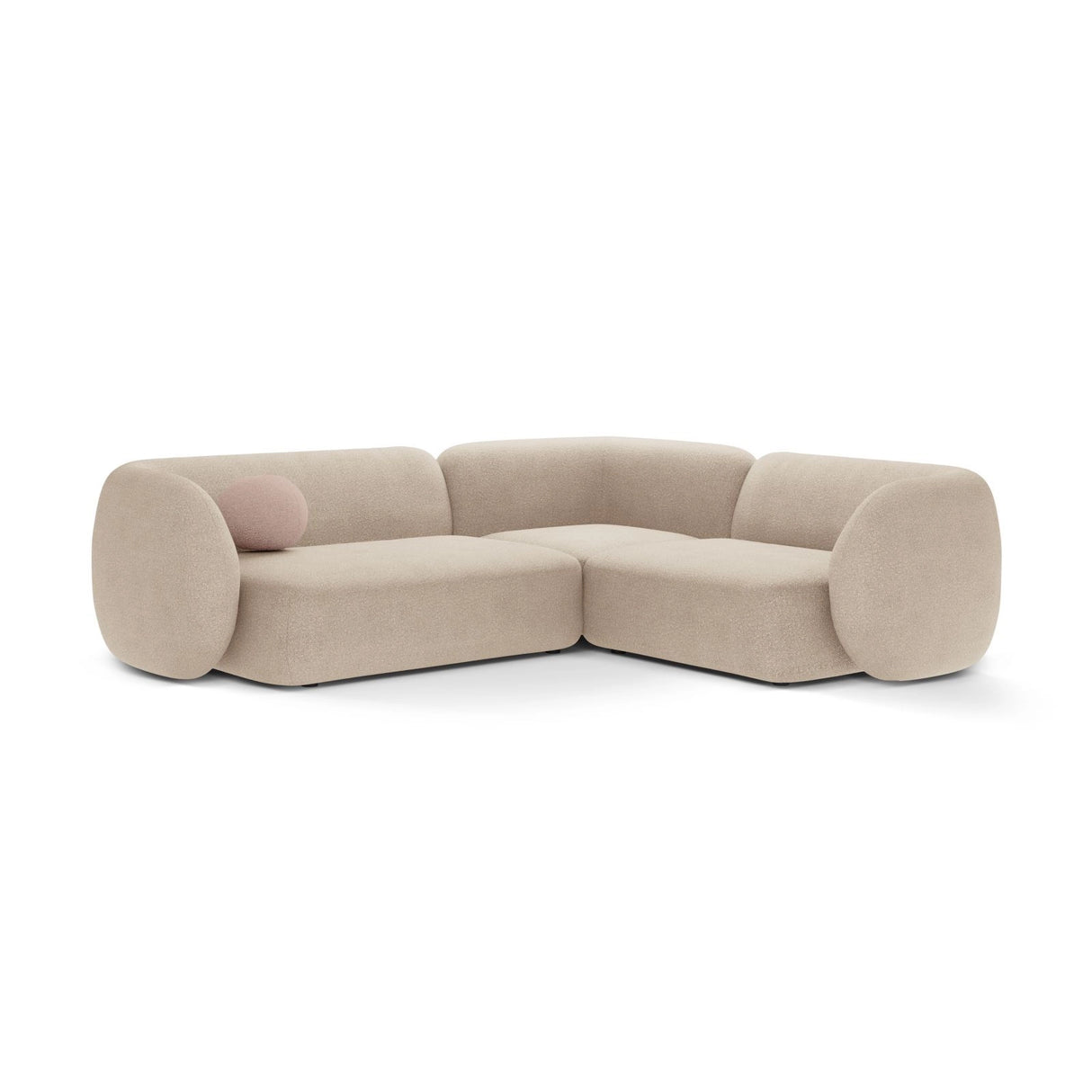 Kate 4-Sitzer Ecksofa, Rechte Seite, aus Boucle in Beige (Baloo 2074), 252x220 cm von Micadoni – Bild 1