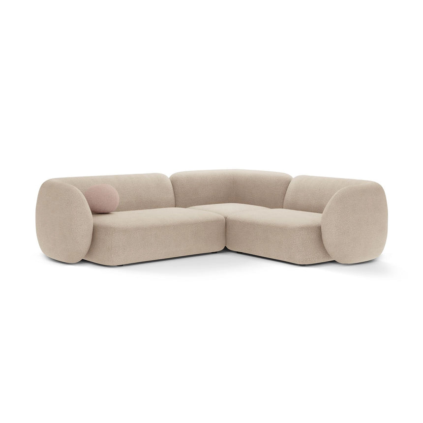 Kate 4-Sitzer Ecksofa, Rechte Seite, aus Boucle in Beige (Baloo 2074), 252x220 cm von Micadoni – Bild 1