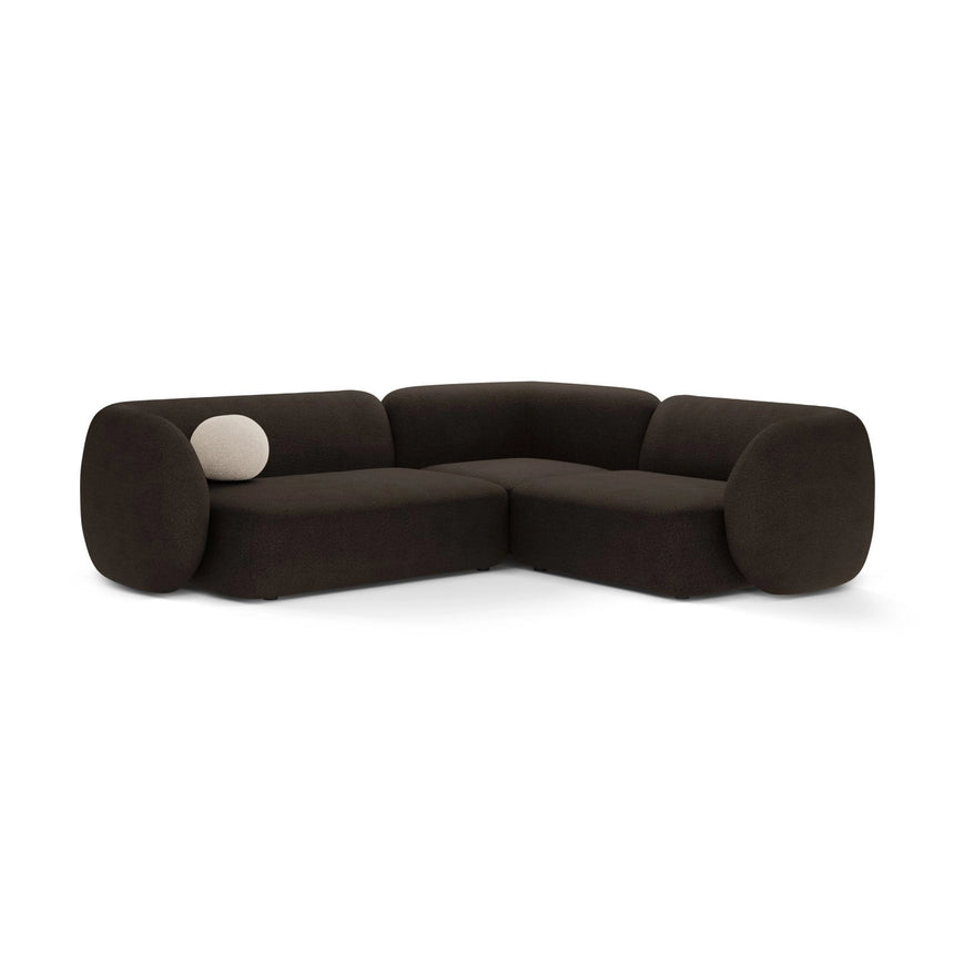 Kate 4-Sitzer Ecksofa, Rechte Seite, aus Boucle in Braun (Baloo 2081), 252x220 cm von Micadoni – Bild 1