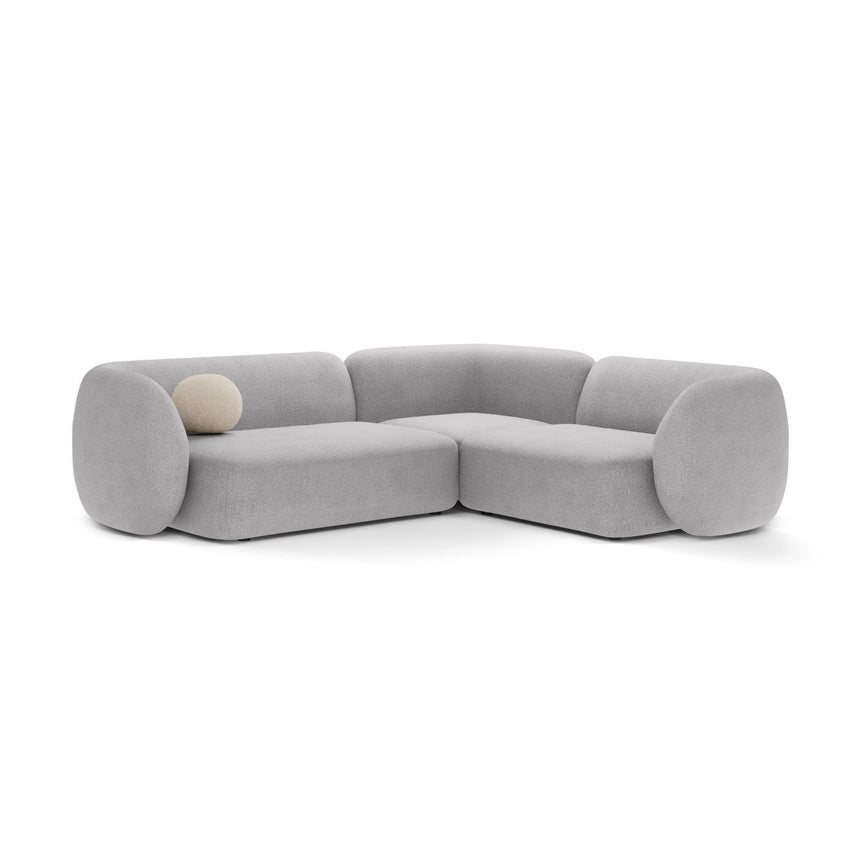 Kate 4-Sitzer Ecksofa, Rechte Seite, aus Boucle in Hellgrau (Baloo 2085), 252x220 cm von Micadoni – Bild 1