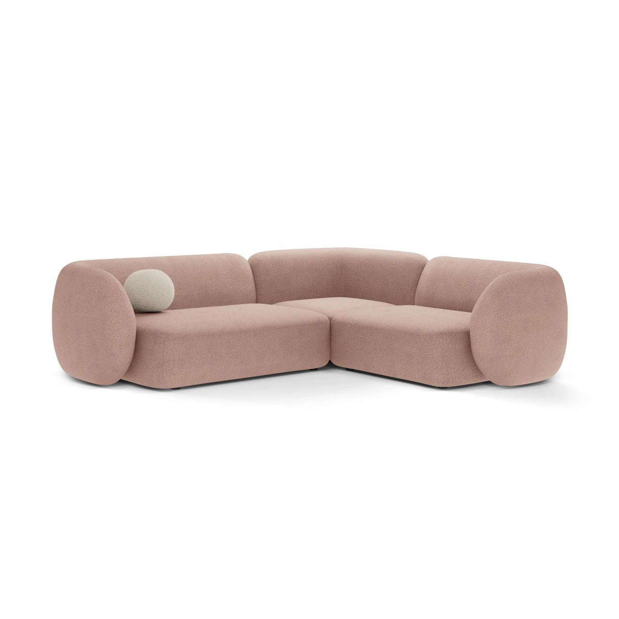 Kate 4-Sitzer Ecksofa, Rechte Seite, aus Boucle in Puderrosa (Baloo 2072), 252x220 cm von Micadoni – Bild 1