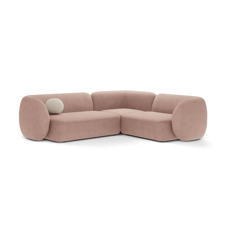 Kate 4-Sitzer Ecksofa, Rechte Seite, aus Boucle in Puderrosa (Baloo 2072), 252x220 cm von Micadoni – Bild 1