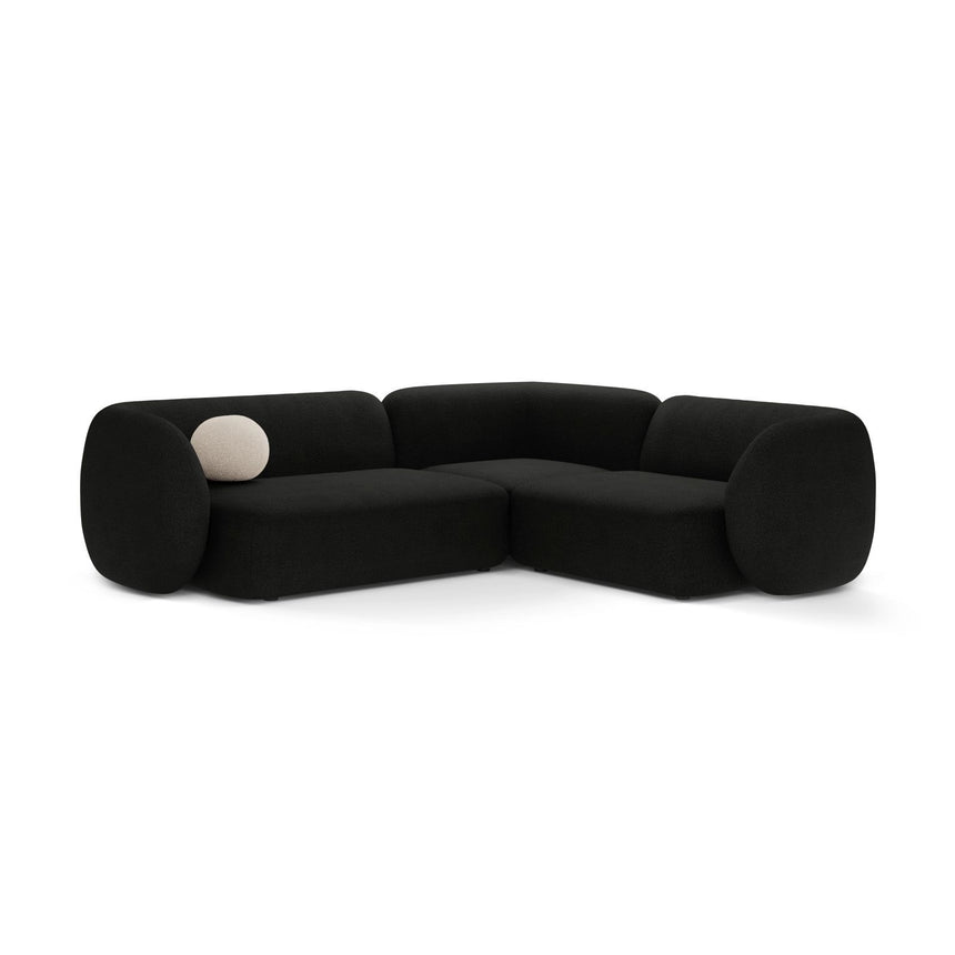 Kate 4-Sitzer Ecksofa, Rechte Seite, aus Boucle in Schwarz (Baloo 2082), 252x220 cm von Micadoni – Bild 1