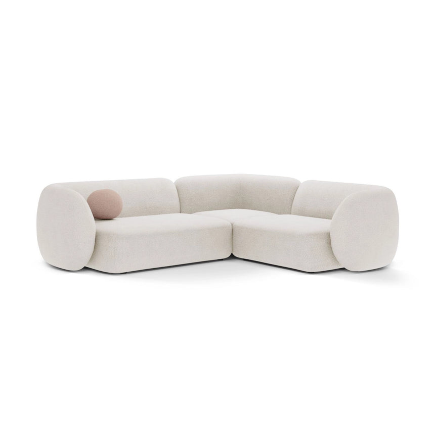 Kate 4-Sitzer Ecksofa, Rechte Seite, aus Samt, Boucle oder Strukturstoff, 252x220 cm von Micadoni – Bild 1