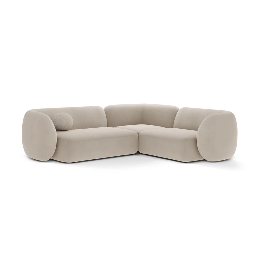 Kate 4-Sitzer Ecksofa, Rechte Seite, aus Samt in Beige (Salvador 1), 252x220 cm von Micadoni – Bild 1