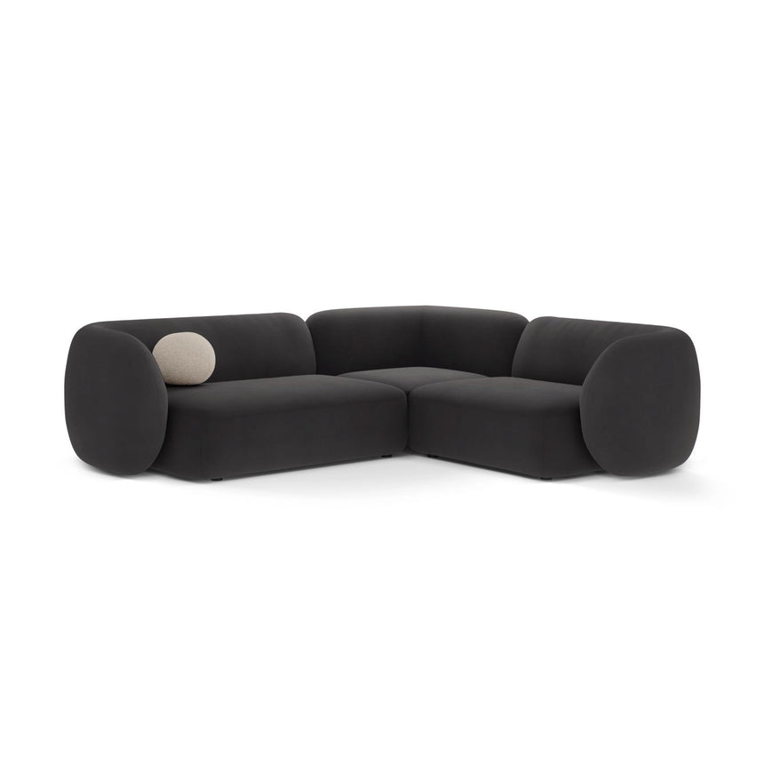 Kate 4-Sitzer Ecksofa, Rechte Seite, aus Samt in Dunkelgrau (Salvador 18), 252x220 cm von Micadoni – Bild 1