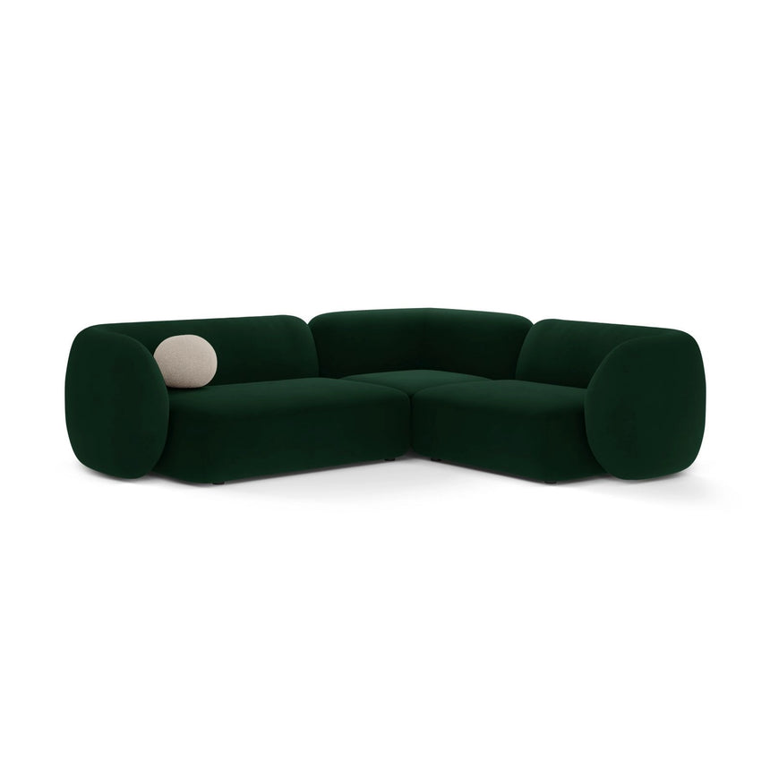 Kate 4-Sitzer Ecksofa, Rechte Seite, aus Samt in Flaschengrün (Salvador 7), 252x220 cm von Micadoni – Bild 1