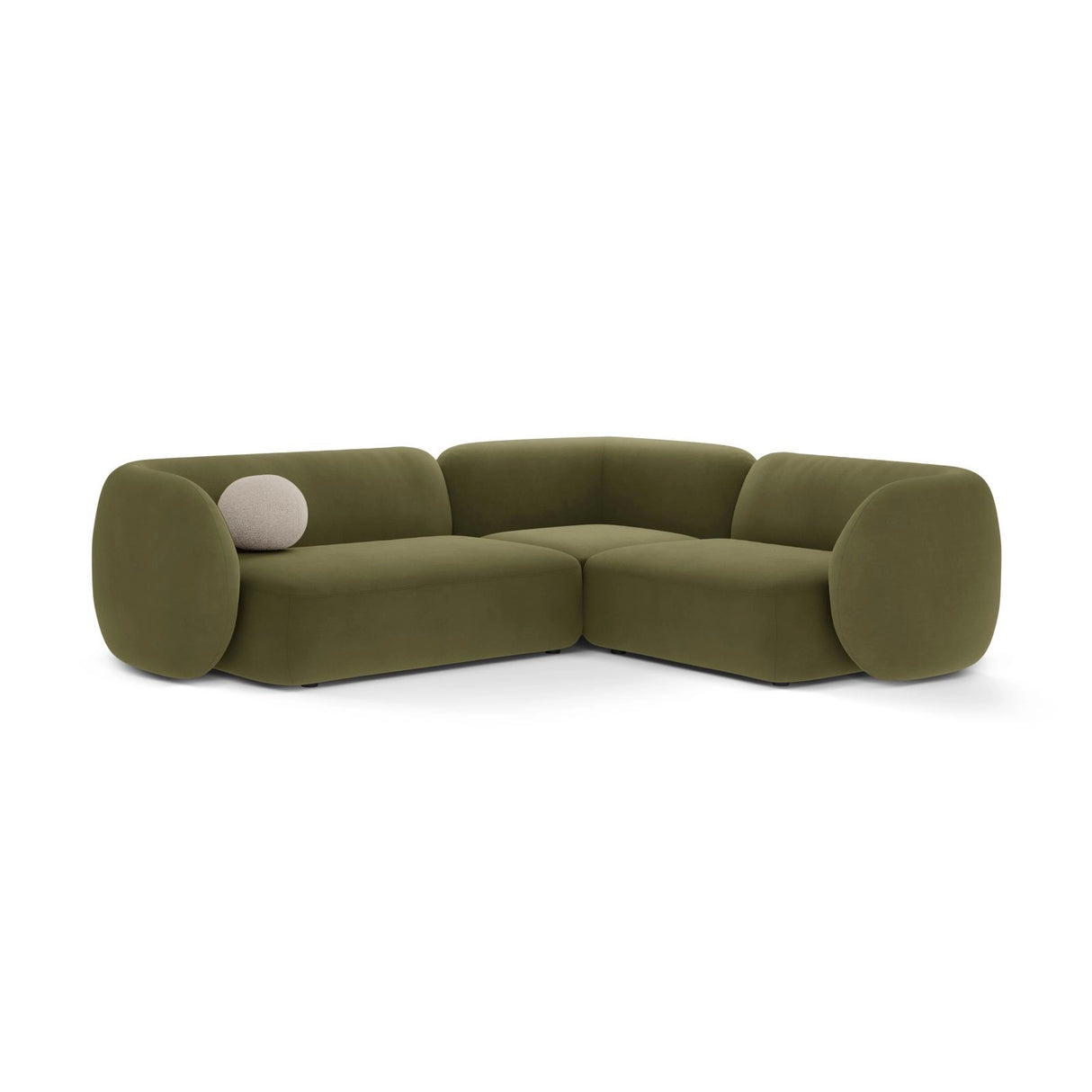 Kate 4-Sitzer Ecksofa, Rechte Seite, aus Samt in Grün (Salvador 08), 252x220 cm von Micadoni – Bild 1