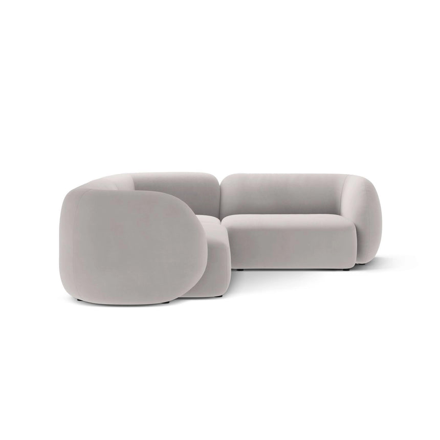 Kate 4-Sitzer Ecksofa, Rechte Seite, aus Samt in Hellgrau (Salvador 16), 252x220 cm von Micadoni – Bild 4