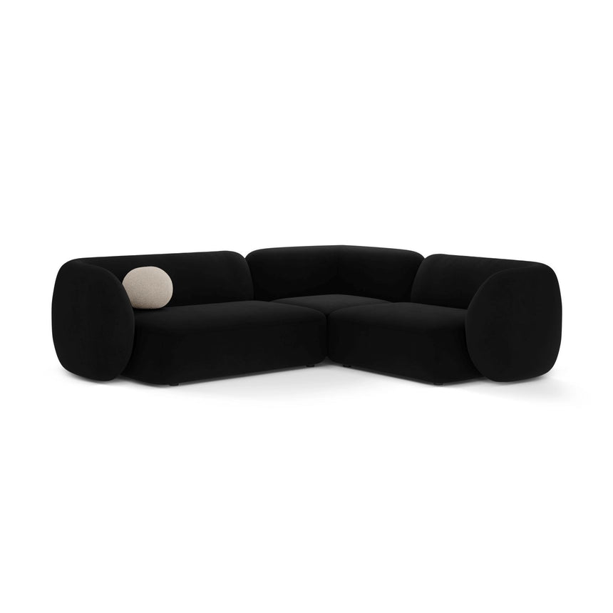 Kate 4-Sitzer Ecksofa, Rechte Seite, aus Samt in Schwarz (Salvador 19), 252x220 cm von Micadoni – Bild 1