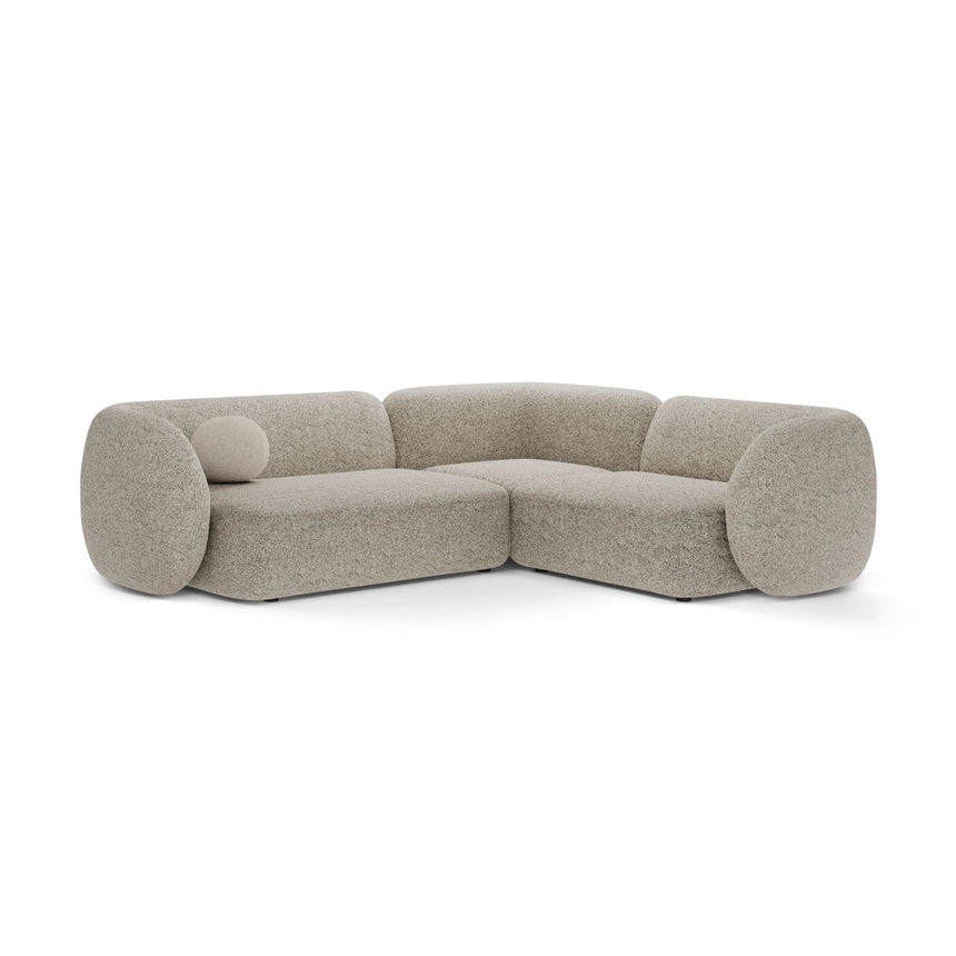 Kate 4-Sitzer Ecksofa, Rechte Seite, aus Strukturierter Stoff in Beige Melange (Puente 06), 252x220 cm von Micadoni – Bild 1