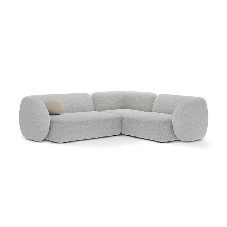 Kate 4-Sitzer Ecksofa, Rechte Seite, aus Strukturierter Stoff in Light Grey Melange (Puente 80), 252x220 cm von Micadoni – Bild 1