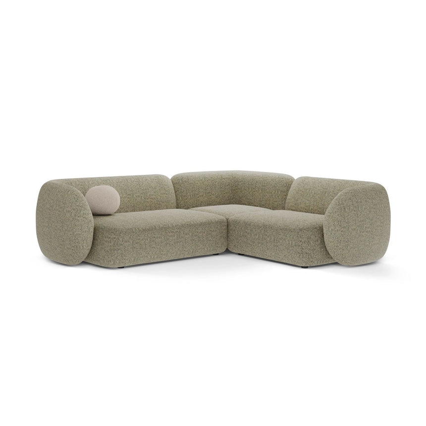 Kate 4-Sitzer Ecksofa, Rechte Seite, aus Strukturierter Stoff in Moss Green Melange (Puente 33), 252x220 cm von Micadoni – Bild 1