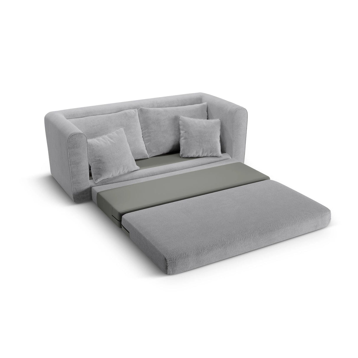 Lido 2-Sitzer Sofa mit Schlaffunktion, ausklappbar, aus Boucle in Grau (CORAL 75), 158x69 cm von Micadoni – Bild 7