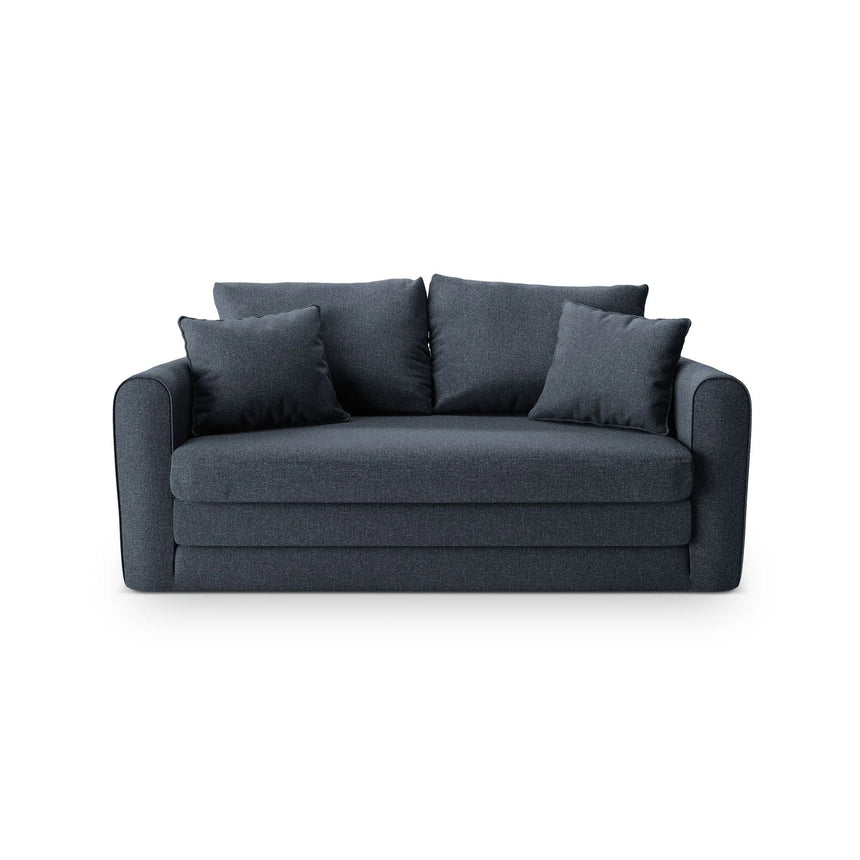 Lido 2-Sitzer Sofa mit Schlaffunktion, ausklappbar, aus Strukturierter Stoff in Dunkelblau (Solid 79), 158x69 cm von Micadoni – Bild 1