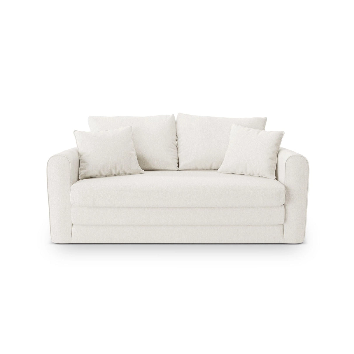 Lido 2-Sitzer Sofa mit Schlaffunktion, ausklappbar, aus Strukturierter Stoff in Elfenbein (Solid 03), 158x69 cm von Micadoni – Bild 1