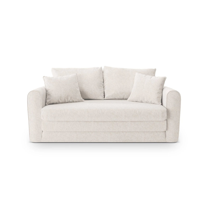 Lido 2-Sitzer Sofa mit Schlaffunktion, ausklappbar, aus Strukturierter Stoff in Leichtes Beige (Baltimore Sand), 158x69 cm von Micadoni – Bild 1