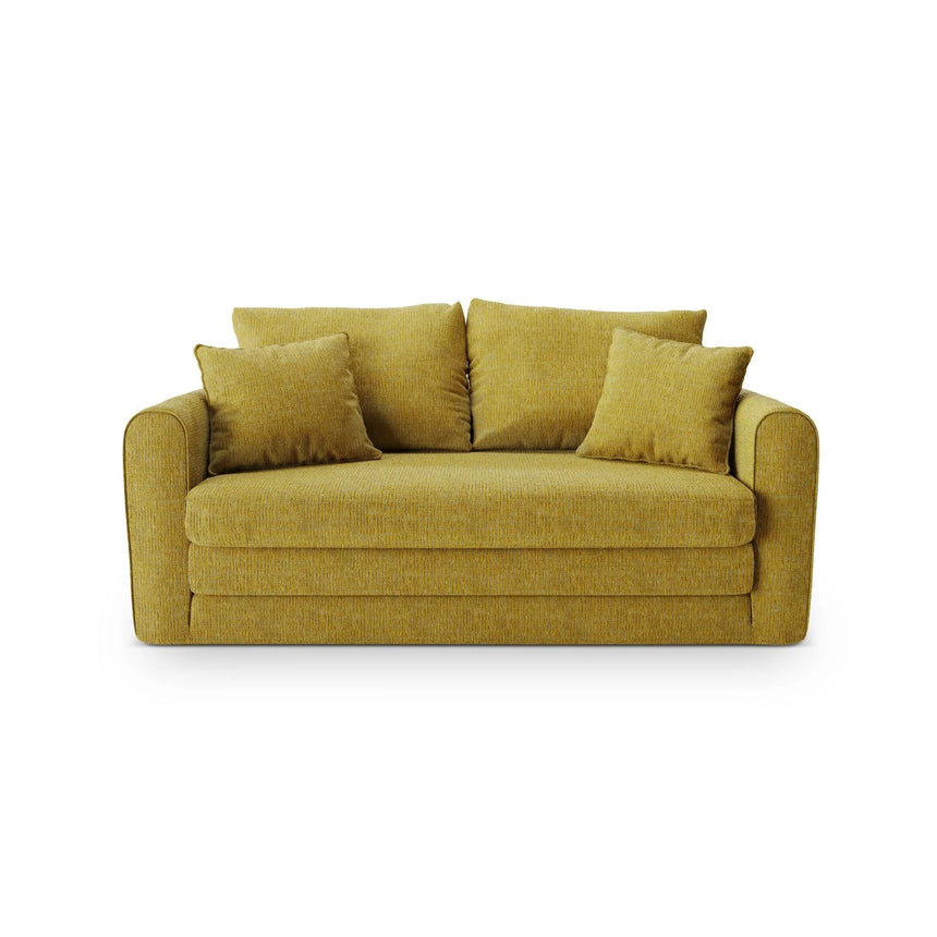 Lido 2-Sitzer Sofa mit Schlaffunktion, ausklappbar, aus Strukturierter Stoff in Sonnenblume melange (Baltimore Mostaza), 158x69 cm von Micadoni – Bild 1