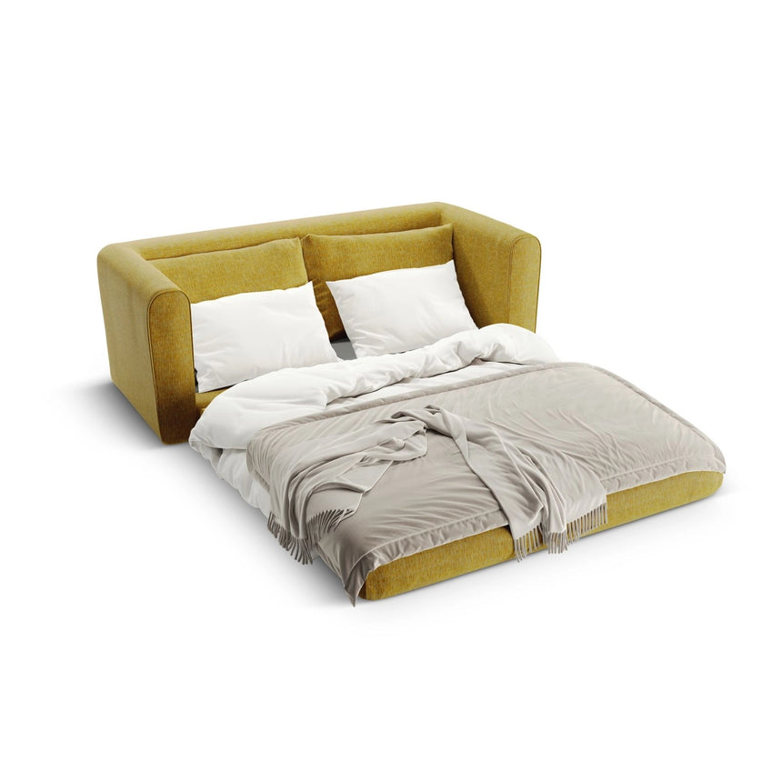 Lido 2-Sitzer Sofa mit Schlaffunktion, ausklappbar, aus Strukturierter Stoff in Sonnenblume melange (Baltimore Mostaza), 158x69 cm von Micadoni – Bild 6