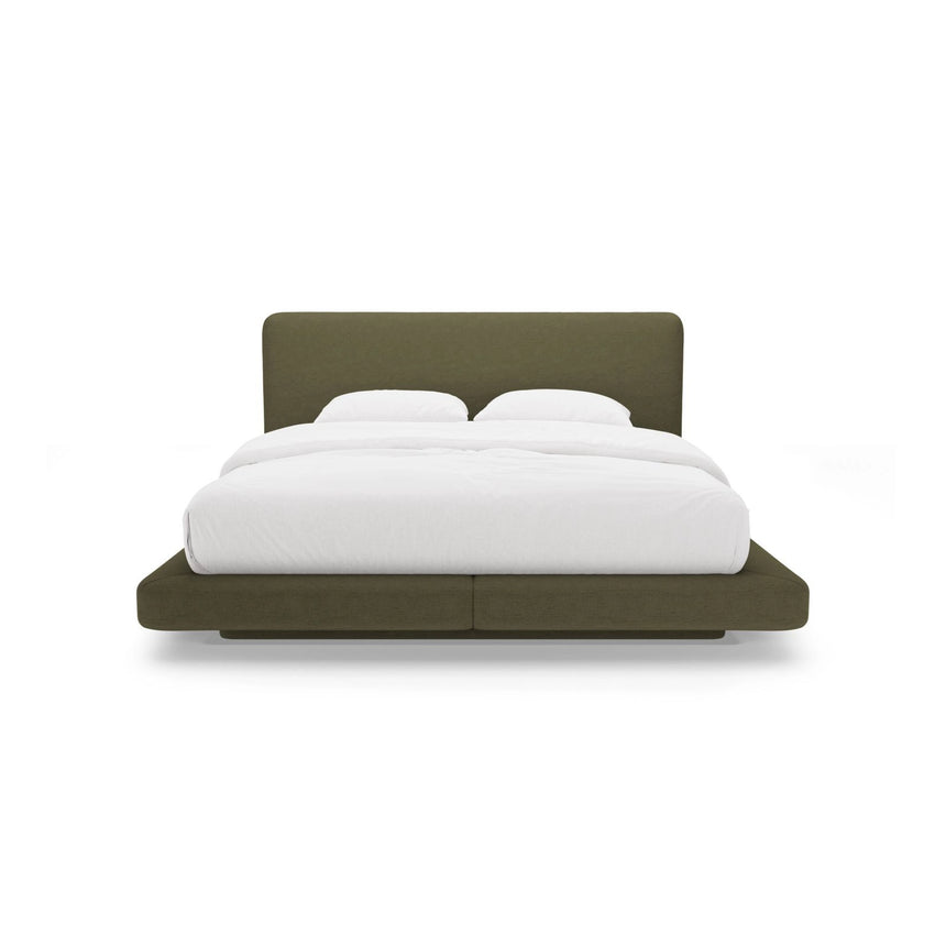 Linea Bett mit Kopfteil aus Strukturierter Stoff in Grün (Moly 38), 200x200 cm von Micadoni – Bild 5