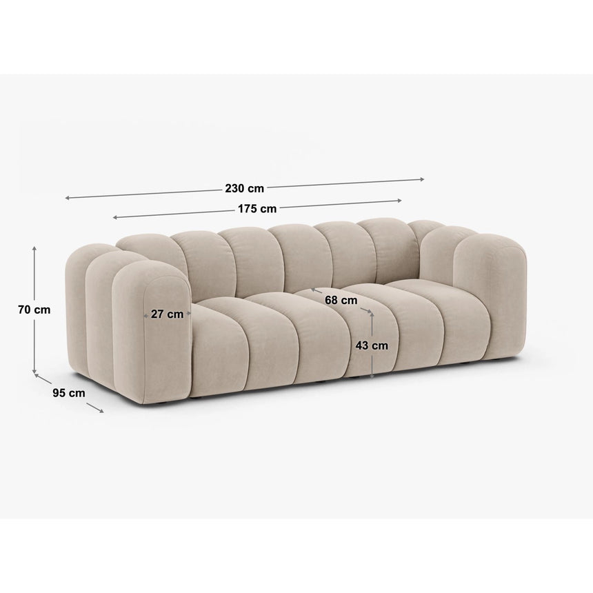Lupine 3-Sitzer Sofa aus Samt, Chenille oder Boucle, 230x95 cm von Micadoni – Bild 2