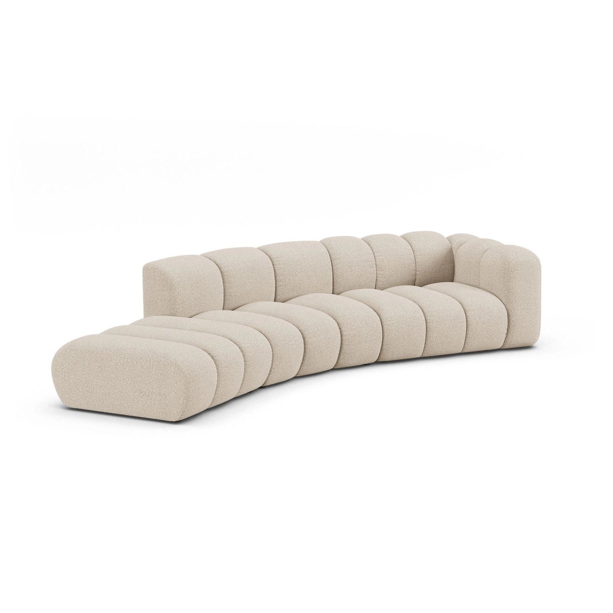 Lupine 5-Sitzer Sofa, Linke Seite, aus Boucle in Beige (Baloo 2074), 335x166 cm von Micadoni – Bild 3