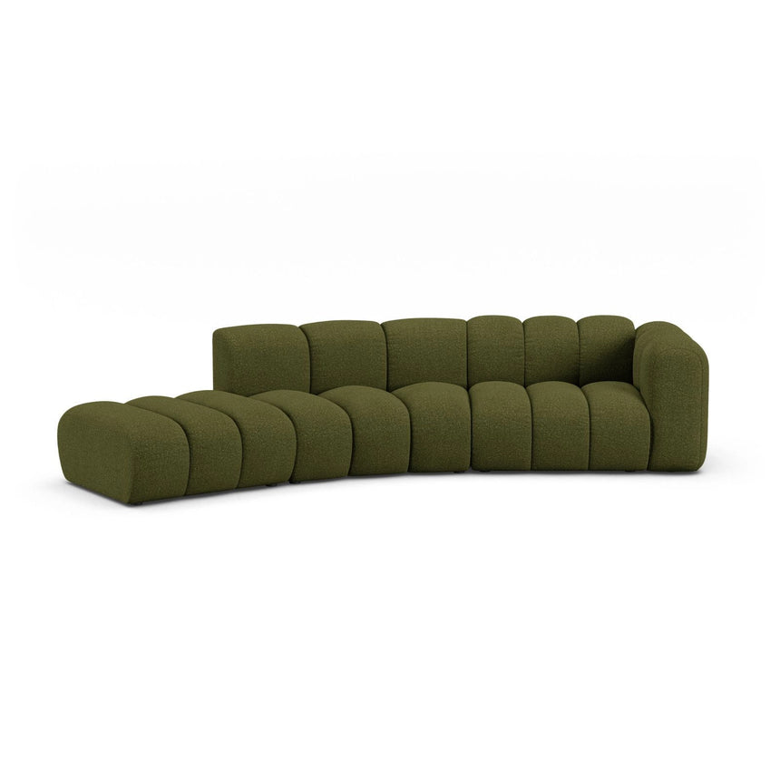 Lupine 5-Sitzer Sofa, Linke Seite, aus Boucle in Dunkles olivgrün (Baloo 2090), 335x166 cm von Micadoni – Bild 1