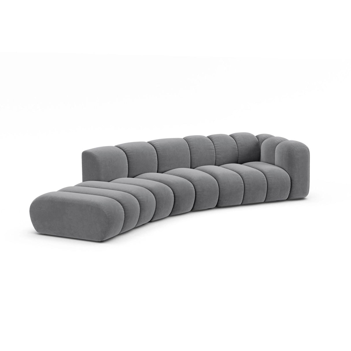 Lupine 5-Sitzer Sofa, Linke Seite, aus Samt in Grau (Salvador 17), 335x166 cm von Micadoni – Bild 3