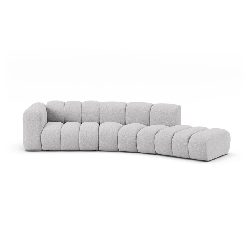 Lupine 5-Sitzer Sofa, Rechte Seite, aus Boucle in Hellgrau (Baloo 2085), 335x166 cm von Micadoni – Bild 1