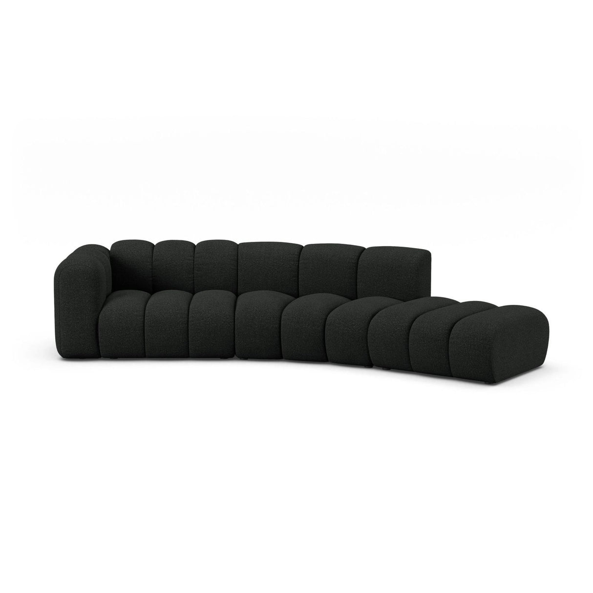 Lupine 5-Sitzer Sofa, Rechte Seite, aus Boucle in Schwarz (Baloo 2082), 335x166 cm von Micadoni – Bild 1