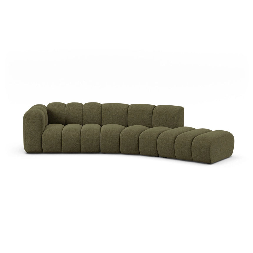Lupine 5-Sitzer Sofa, Rechte Seite, aus Chenille in Grün (Eden 12 Olive), 335x166 cm von Micadoni – Bild 1