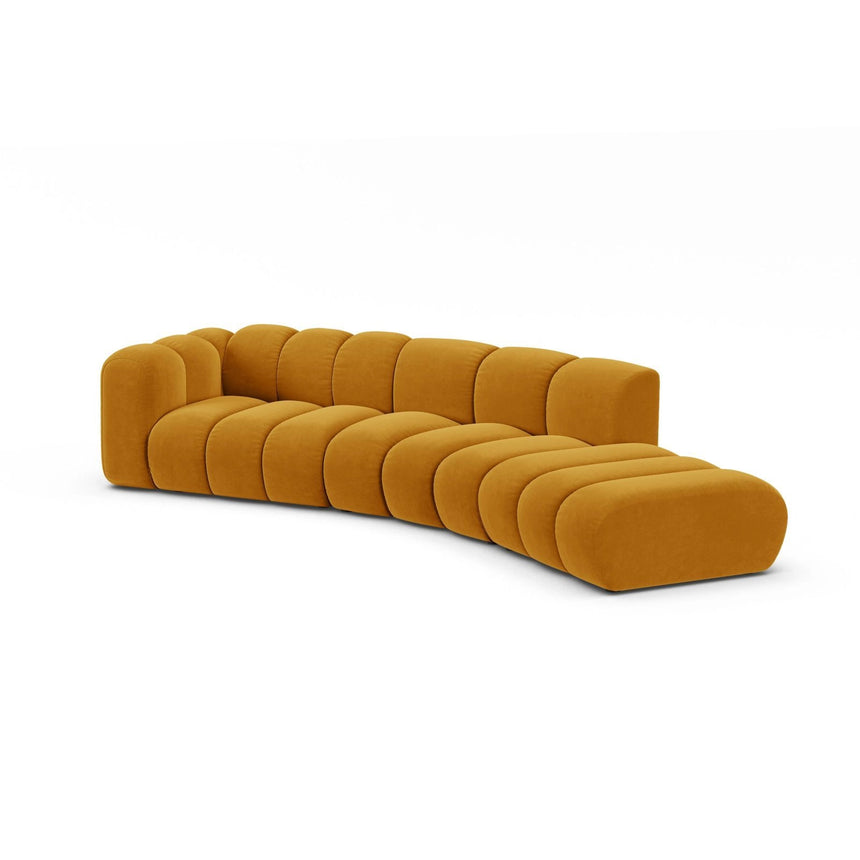 Lupine 5-Sitzer Sofa, Rechte Seite, aus Samt in Gelb (Salvador 10), 335x166 cm von Micadoni – Bild 3