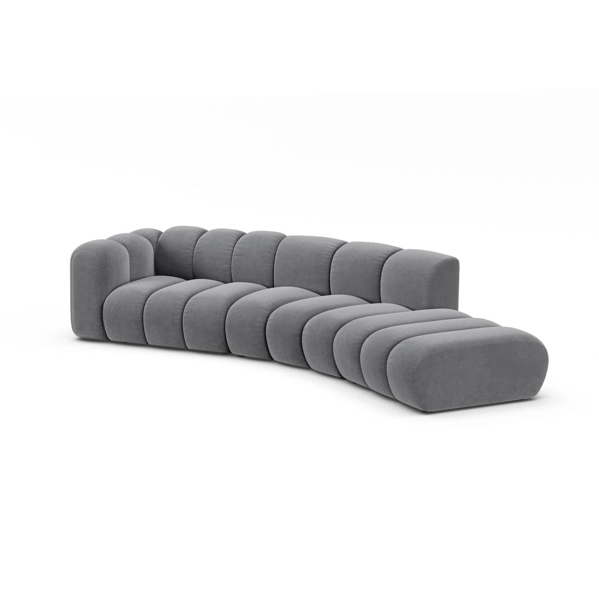 Lupine 5-Sitzer Sofa, Rechte Seite, aus Samt in Grau (Salvador 17), 335x166 cm von Micadoni – Bild 3