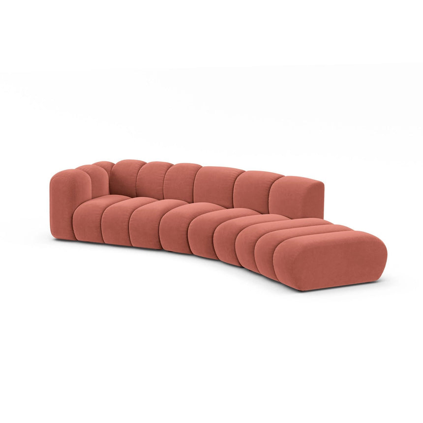 Lupine 5-Sitzer Sofa, Rechte Seite, aus Samt in Koralle (Salvador 12), 335x166 cm von Micadoni – Bild 3