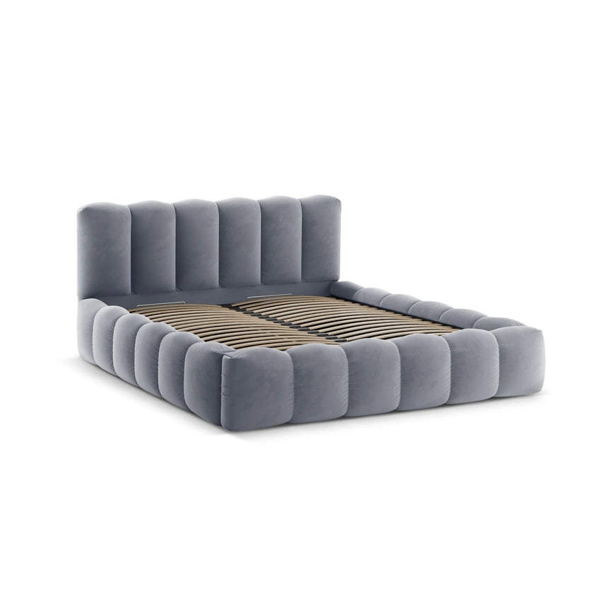 Lupine Bett mit Kopfteil und Stauraum aus Samt in Grau (Paris Steel), 180x200 cm von Micadoni – Bild 4