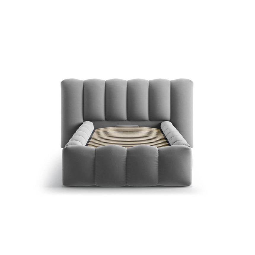 Lupine Bett mit Kopfteil und Stauraum aus Samt in Grau (Paris Steel), 90x200 cm von Micadoni – Bild 5