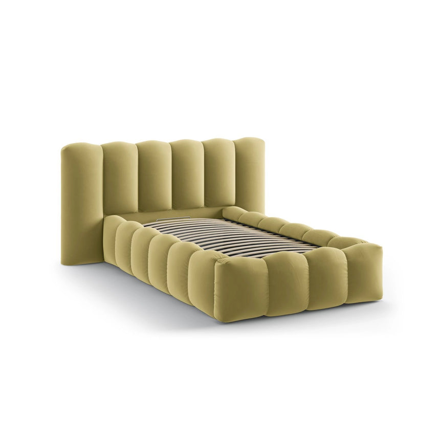 Lupine Bett mit Kopfteil und Stauraum aus Samt in Schlammig (Paris Mud), 90x200 cm von Micadoni – Bild 6