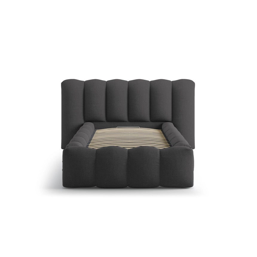 Lupine Bett mit Kopfteil und Stauraum aus Strukturierter Stoff in Anthrazit (Moly 97), 90x200 cm von Micadoni – Bild 5