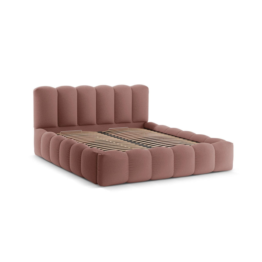 Lupine Bett mit Kopfteil und Stauraum aus Strukturierter Stoff in Dunkelrosa (Moly 63), 180x200 cm von Micadoni – Bild 5