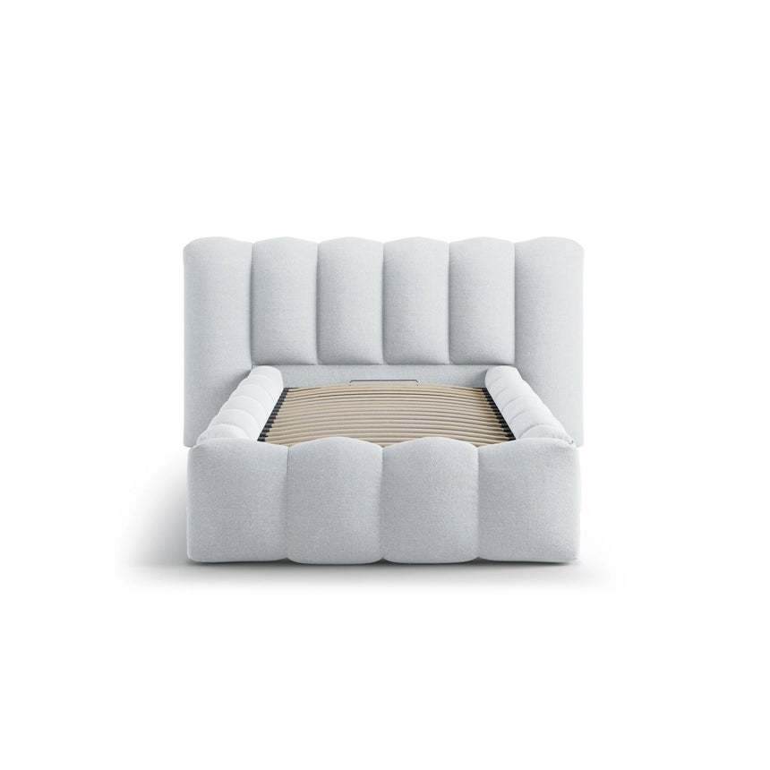 Lupine Bett mit Kopfteil und Stauraum aus Strukturierter Stoff in Hellgrau (Moly 70), 90x200 cm von Micadoni – Bild 5