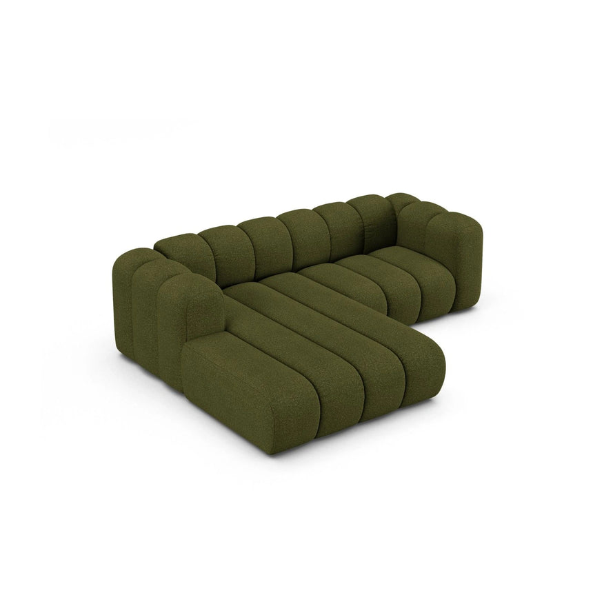 Lupine Modulares 3-Sitzer Ecksofa, Linke Seite, aus Boucle in Dunkles olivgrün (Baloo 2090), 230x177 cm von Micadoni – Bild 4