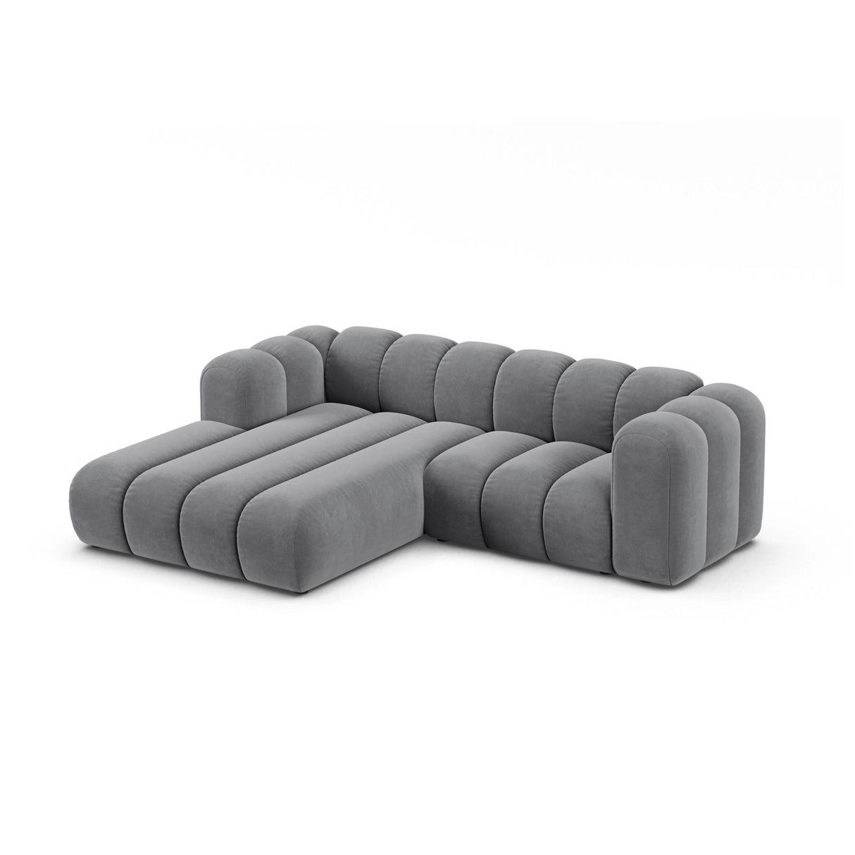 Lupine Modulares 3-Sitzer Ecksofa, Linke Seite, aus Samt in Grau (Salvador 17), 230x177 cm von Micadoni – Bild 3