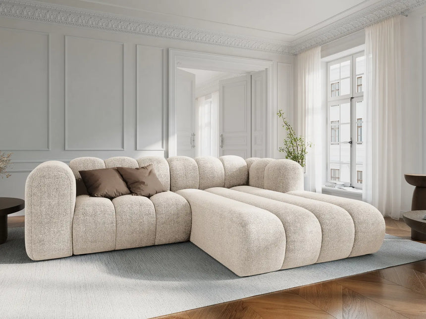 Lupine Modulares 3-Sitzer Ecksofa, Rechte Seite, aus Chenille in Leichtes Beige (Eden 2 Pearl), 230x177 cm von Micadoni – Bild 2