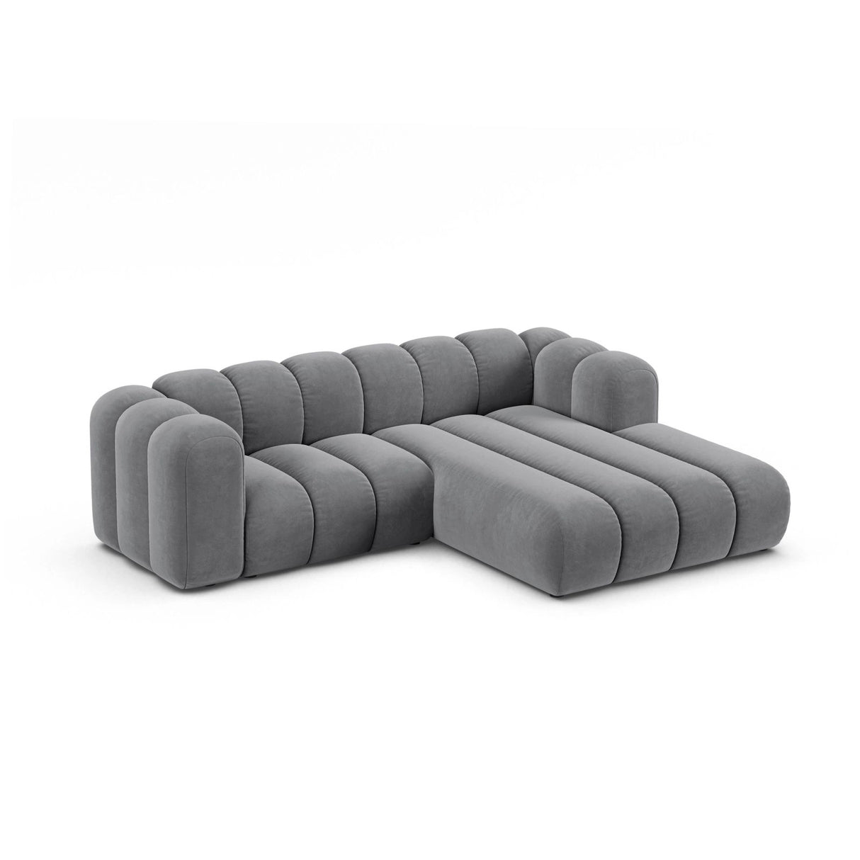 Lupine Modulares 3-Sitzer Ecksofa, Rechte Seite, aus Samt in Grau (Salvador 17), 230x177 cm von Micadoni – Bild 3