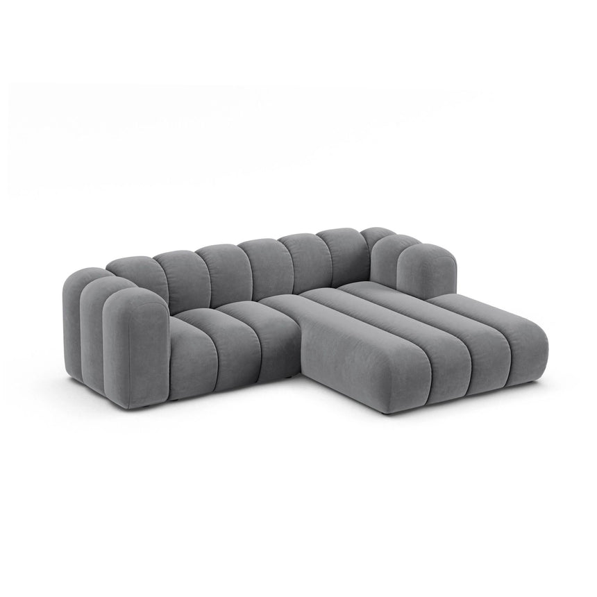 Lupine Modulares 3-Sitzer Ecksofa, Rechte Seite, aus Samt in Grau (Salvador 17), 230x177 cm von Micadoni – Bild 3