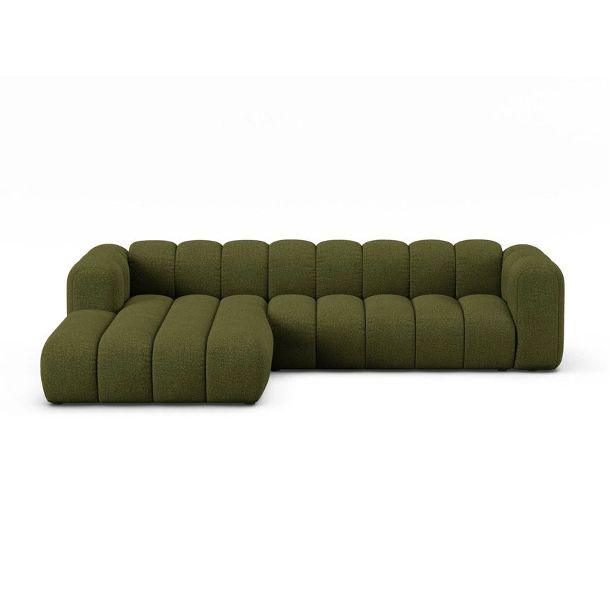 Lupine Modulares 4-Sitzer Ecksofa, Linke Seite, aus Boucle in Dunkles olivgrün (Baloo 2090), 290x177 cm von Micadoni – Bild 1