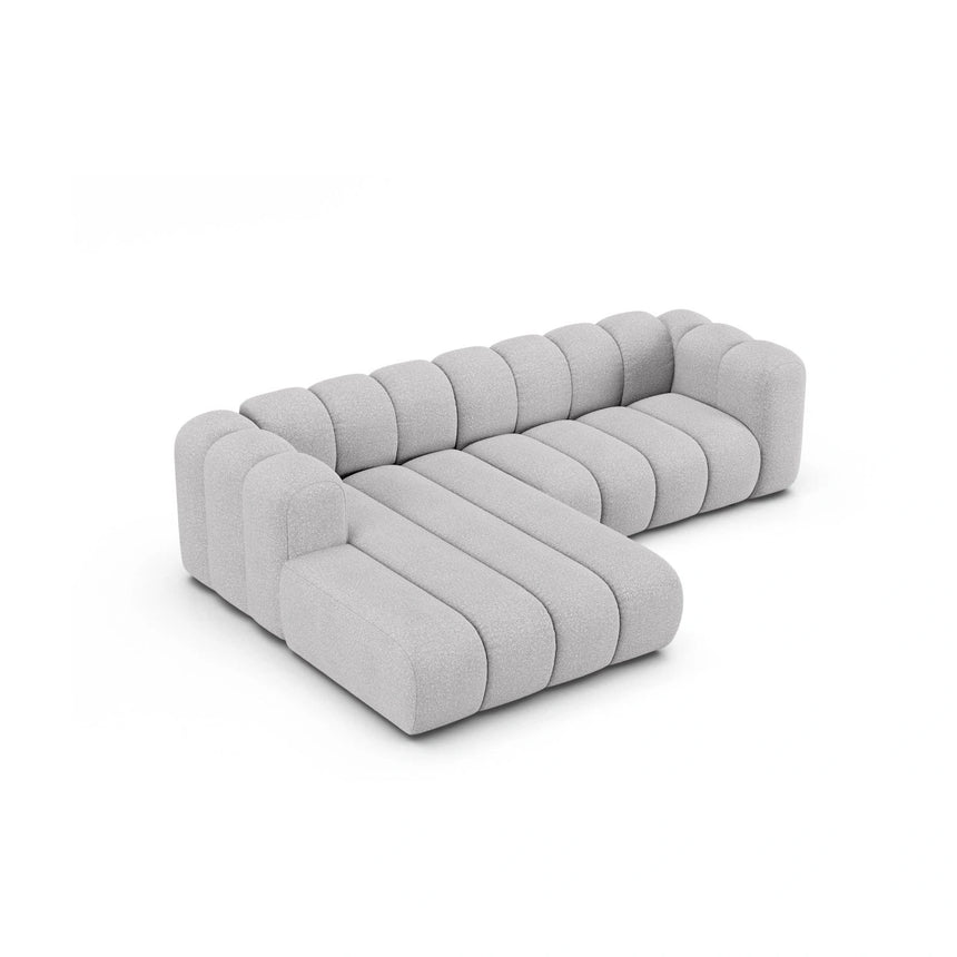 Lupine Modulares 4-Sitzer Ecksofa, Linke Seite, aus Boucle in Hellgrau (Baloo 2085), 260x177 cm von Micadoni – Bild 3
