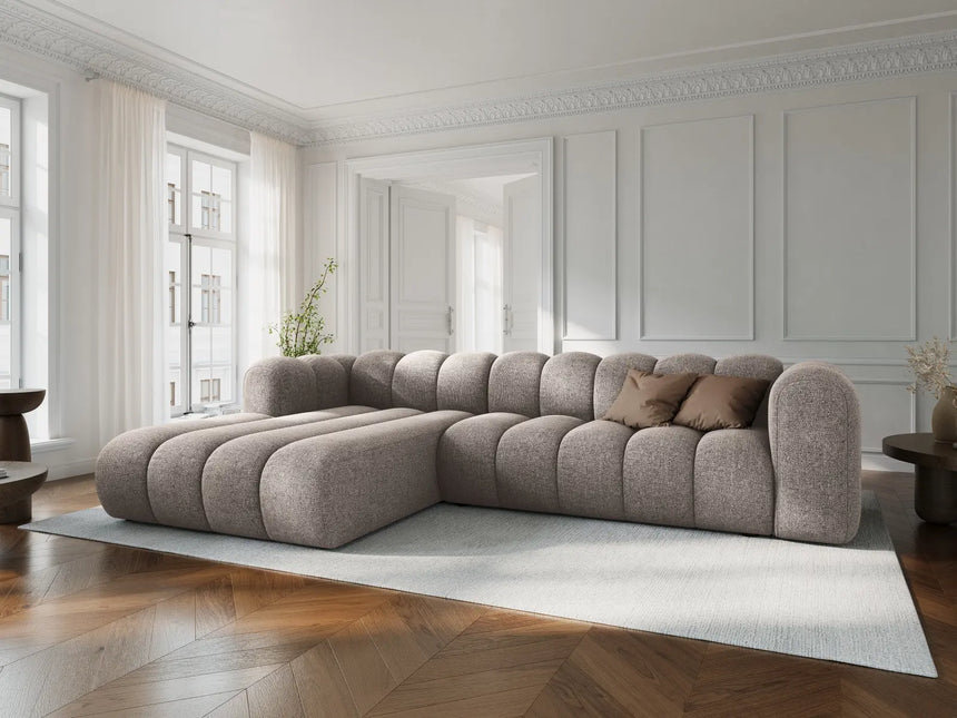 Lupine Modulares 4-Sitzer Ecksofa, Linke Seite, aus Chenille in Dunkelbeige (Eden 4 Beige), 290x177 cm von Micadoni – Bild 2
