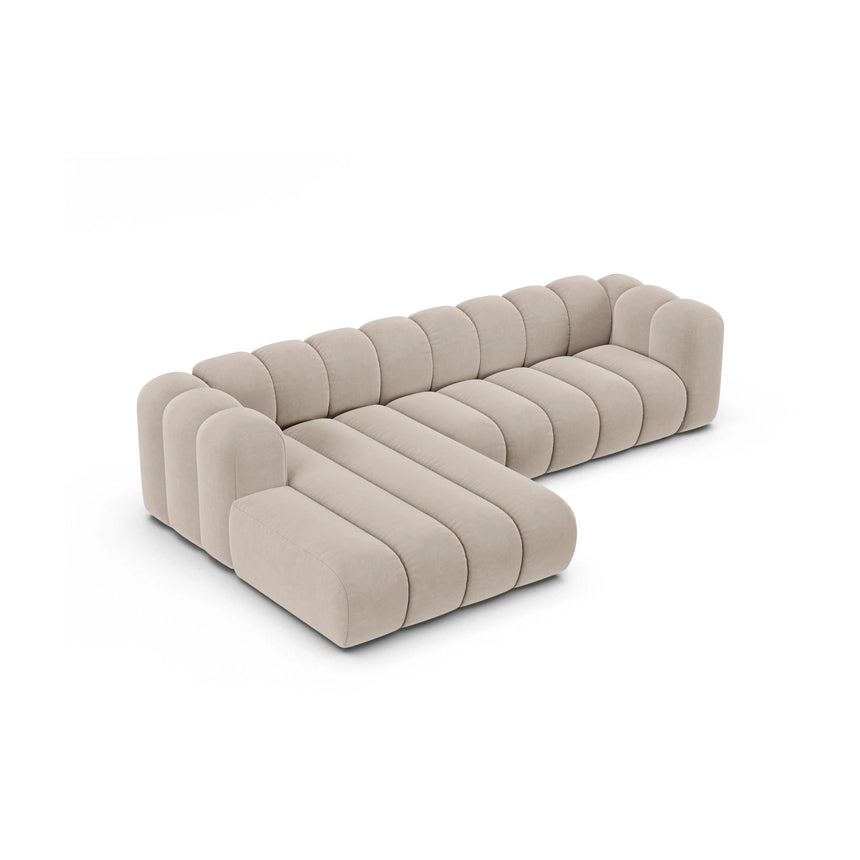 Lupine Modulares 4-Sitzer Ecksofa, Linke Seite, aus Samt in Beige (Salvador 1), 290x177 cm von Micadoni – Bild 4